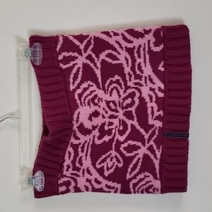Ivivva infinity fleece lined knit sweater scarf, fuschia pink floral. Kids scarf